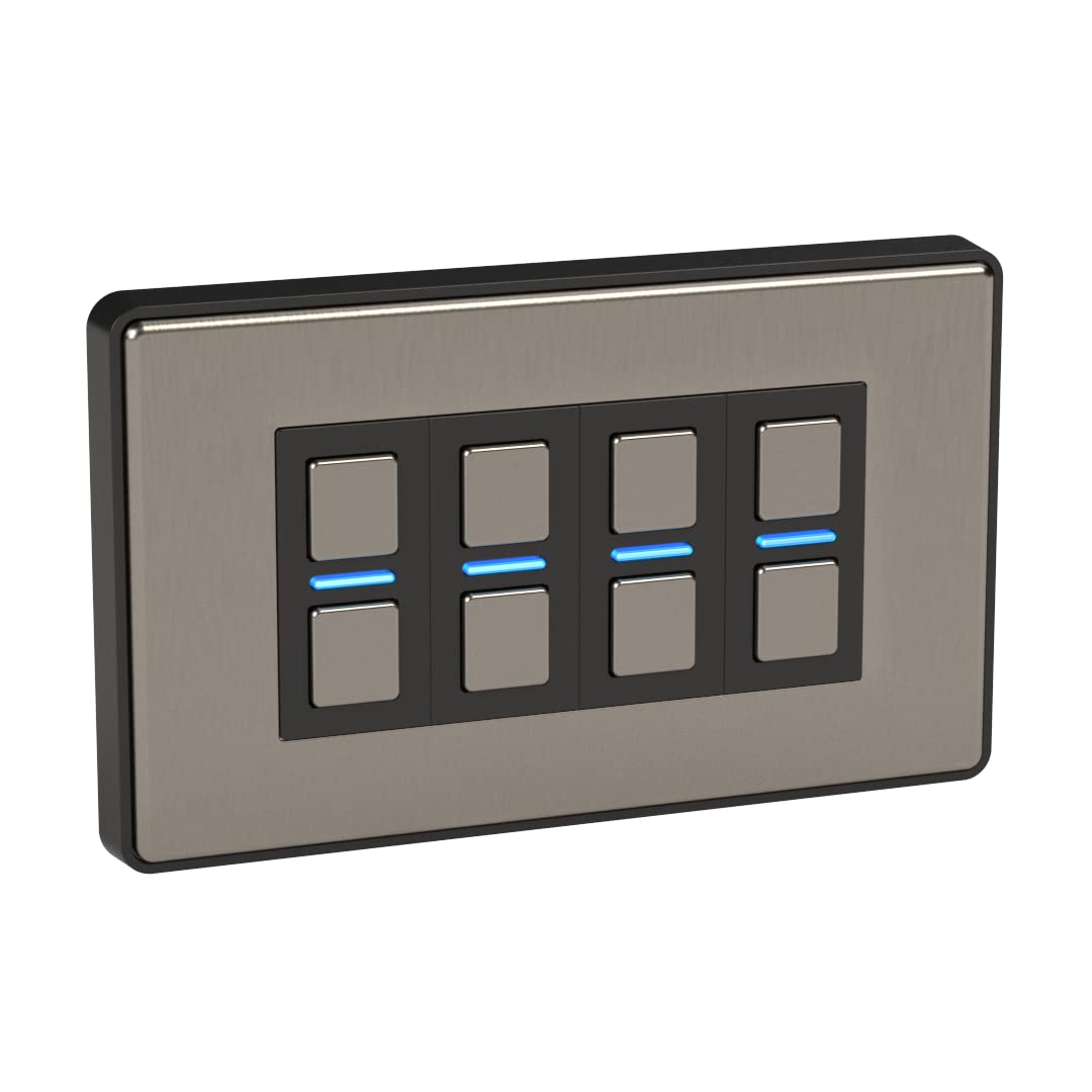 LP24MK2 Smart Dimmer with Energy Monitoring, 4 Gang, Stainless Steel - Works with Alexa, Google Assistant, HomeKit - iOS & Android Compatible Stainless Steel 4 Gang Dimmer New 2023 Model