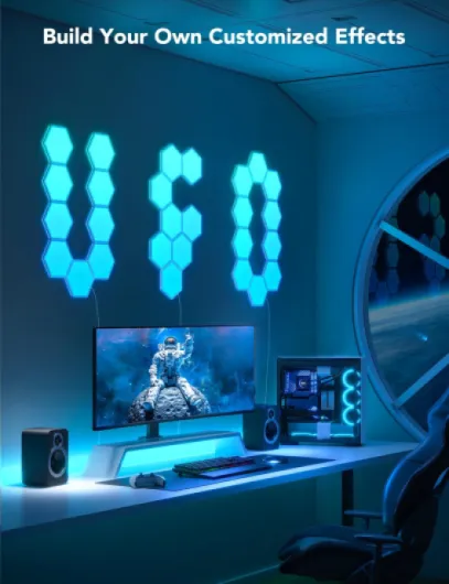 Glide Hexa Panels, Smart Hexagon LED Wall Lights Wi-Fi RGBIC 10 Count (Pack of 1)