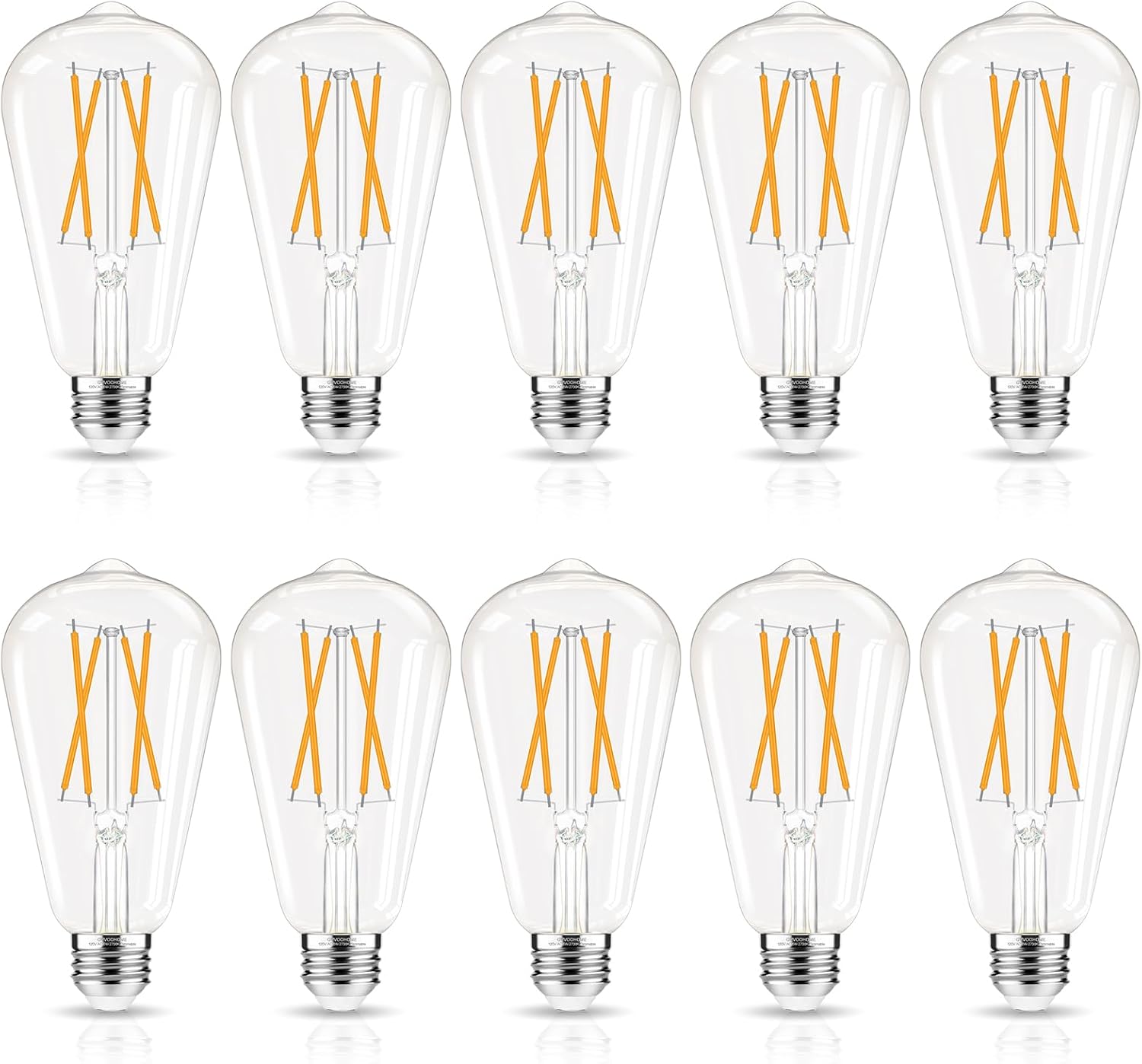 LED Edison Bulbs Dimmable, E26 Bulb 60 watt Equivalent, Soft White 2700K, ST58 Vintage Light Bulbs, 90+ CRI, 6W 600LM, E26 Medium Base, Clear Glass, 10 Pack 10 Pack Soft White
