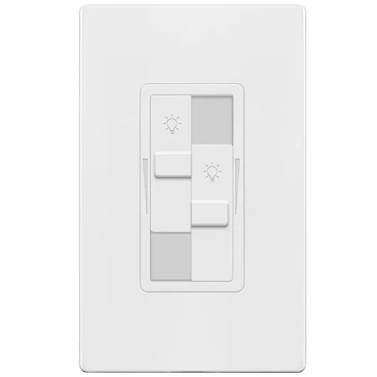 Dual Load Dimmer Light Switch,Double LED Dimmer Switch, 1-Pole, No Neutral Required, UL-Listed, Wall Plate Included, White