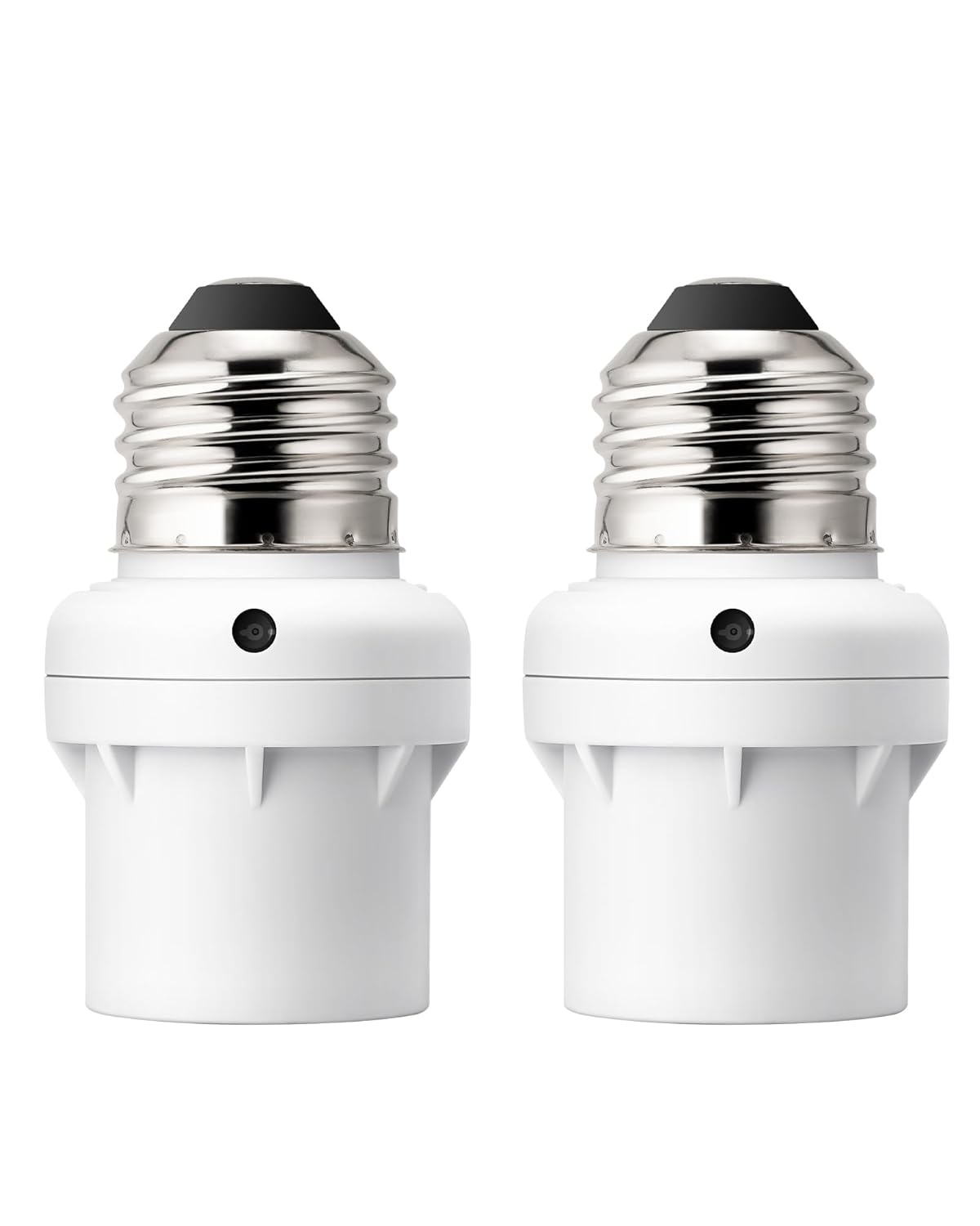 Light Sensor Socket, E26/E27 Socket Adapter, Automatic Dusk to Dawn Sensor Socket for Porch/Wall Light Fixtures, Compatible with Incandescent/CFL/LED/Halogen, 2 Pack, White, ETL Listed
