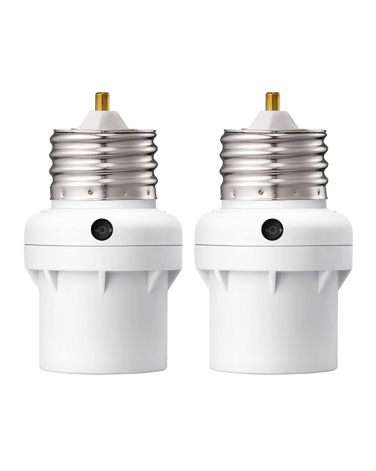 Light Sensor Socket, Dusk to Dawn Light Socket Adapter, 360° Sensor Rotation, E26/E27 Light Bulb Sockets for Porch Light, Wall Light, Compatible with LED/INC/CFL/Halogen Bulbs, 2 Pack 2 White