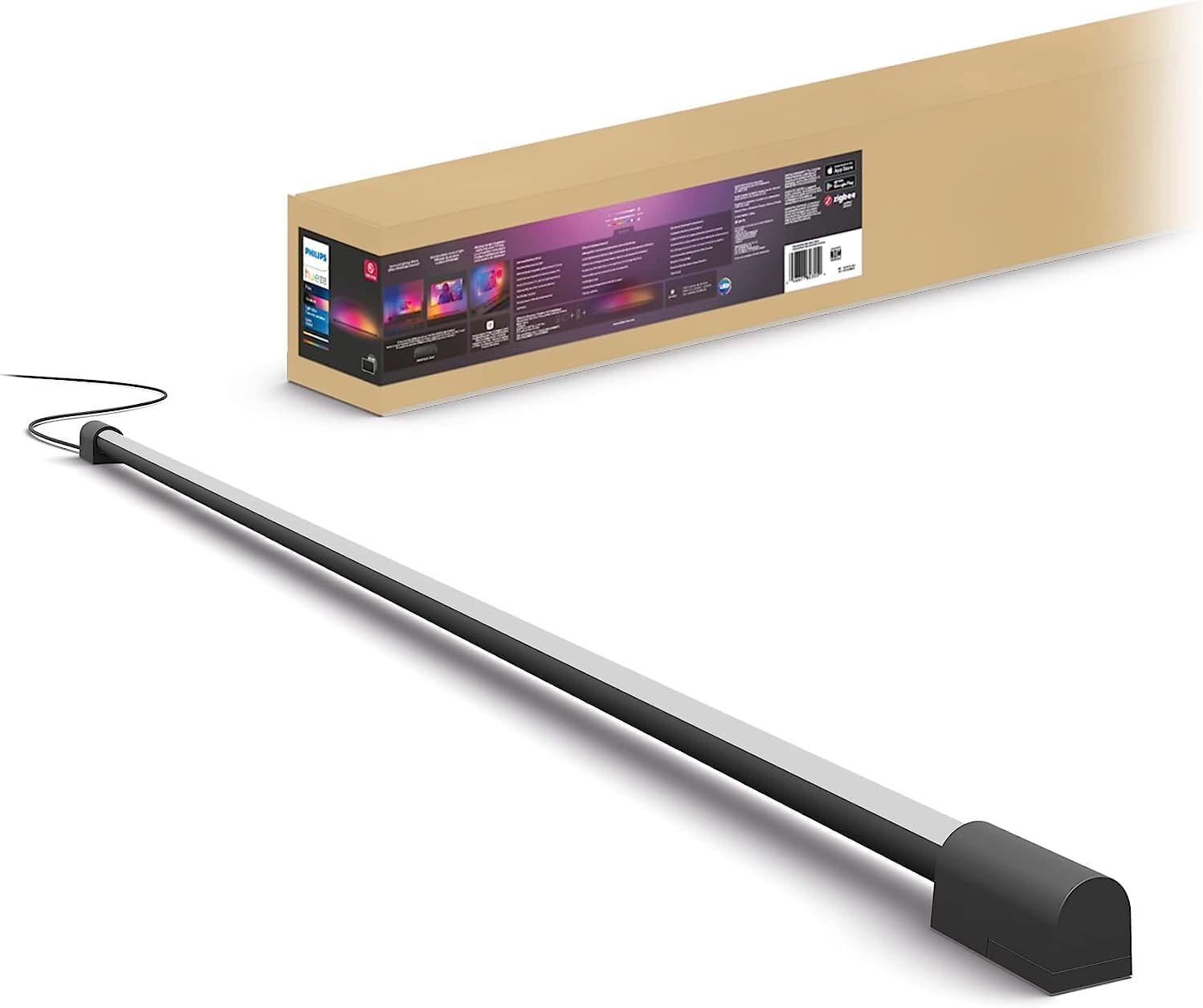 Large Smart Light Tube, Black - White and Color Ambiance LED Color-Changing Light - 1 Pack - Sync with TV, Music, and Gaming - Requires Bridge and Sync Box - Control with App or Voice Large Tube Black