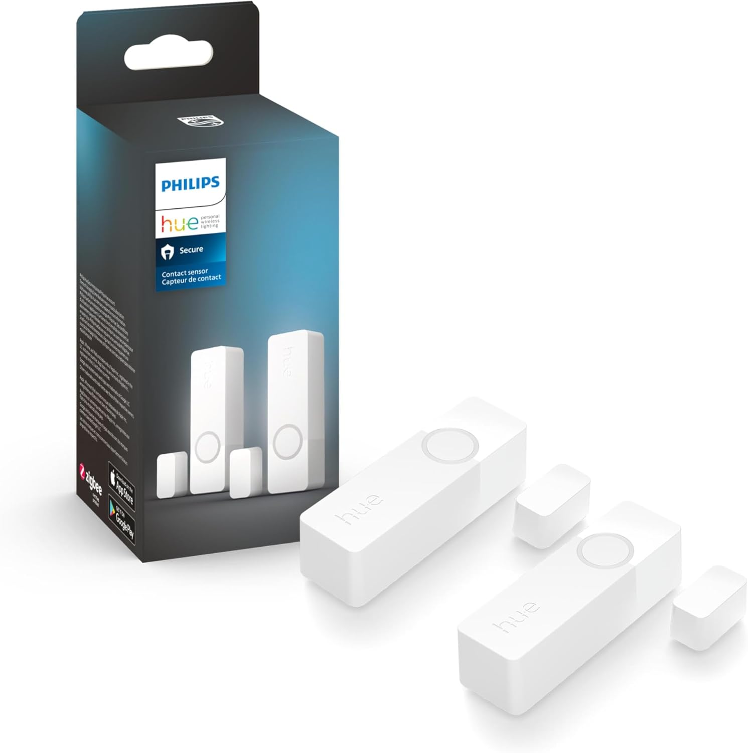 Secure Smart Contact Sensor, White - 2 Pack - Made for Indoor Doors and Windows - Requires Hue Bridge - Works with The Hue App White Pack of 2