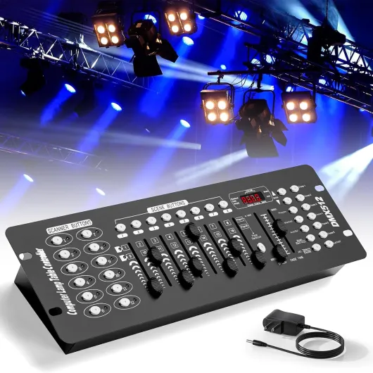 192 DMX Controller Use for Editing Program of Stage Lighting,DMX 512 DJ Controller Stage Light Controller Panel DMX Console for Party Music Show Christmas and Halloween Black (1 Pack)
