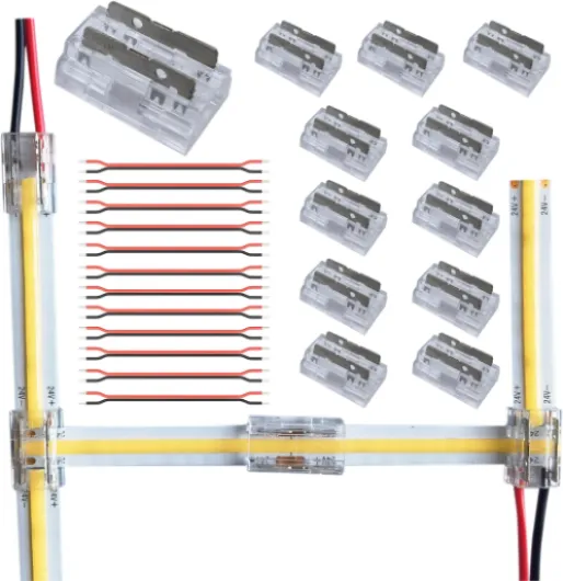 Multi 2Pin 10mm Strip-Wire & Strip-Strip Led T Connector for 10mm Width COB/SMD Single Color Led Strip MULTI-10MM 2Pin