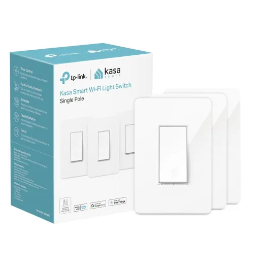 Light Switch HS200P3, Single Pole, Needs Neutral Wire, 2.4GHz Wi-Fi Light Switch Compatible with Alexa and Google Home, UL Certified, No Hub Required, 3 Count -Pack of 1 , White White, Alexa Compatible 3 Pack