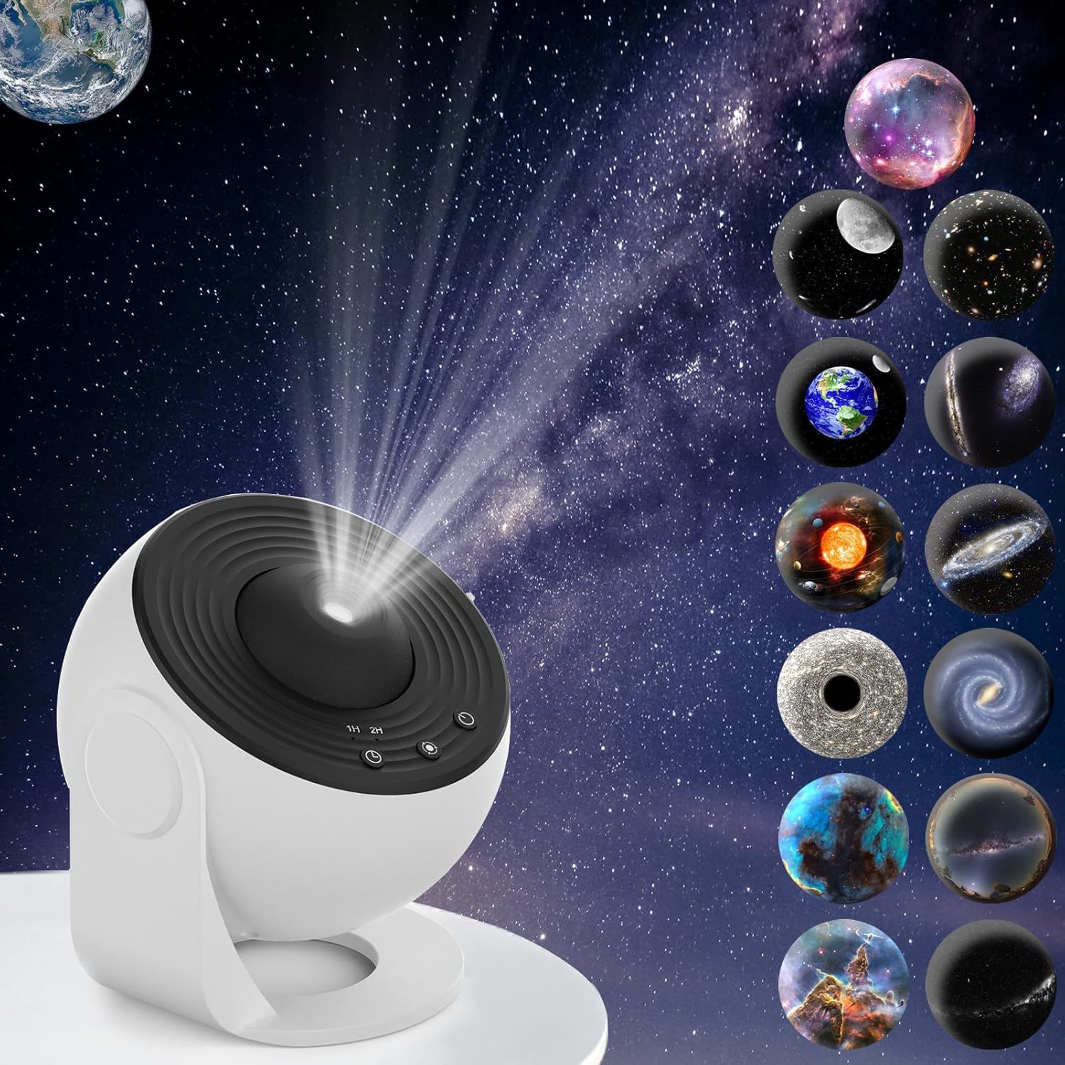 Galaxy Projector, 13 in 1 Planetarium Star Projector Realistic Starry Sky Night Light with Solar System Constellation Moon for Kids Adults Bedroom Ceiling Home Theater Living Room Decor White