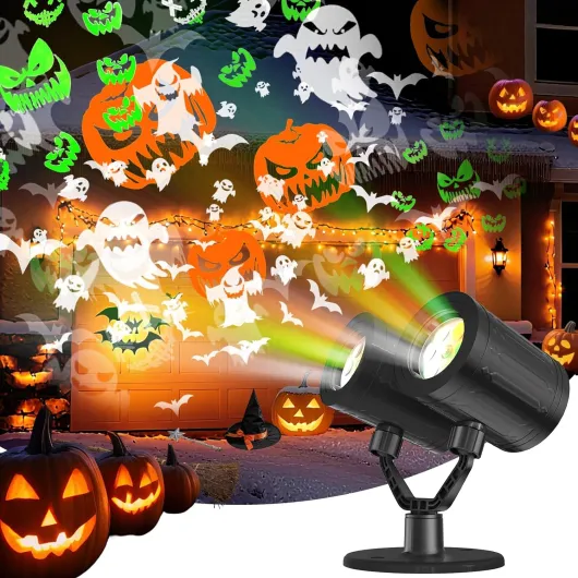 Halloween Projector Lights Outdoor Lurious Double Head Light Projector with Timer Waterproof Dynamic Devil Face Ghost Projector Halloween Pumpkins Outdoor for Patio Home Window Wall Decor Dual-head Halloween Projector Light