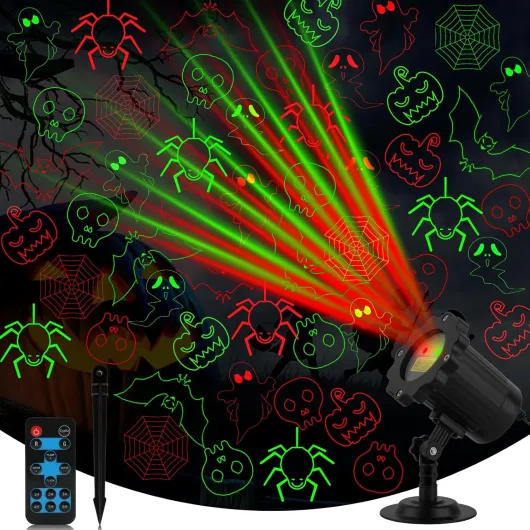 Halloween Projector Lights Outdoor, Waterproof Halloween Laser Projector Lights with Remote, Halloween Spotlight Decorations for Party Yard Garden Outdoor Indoor