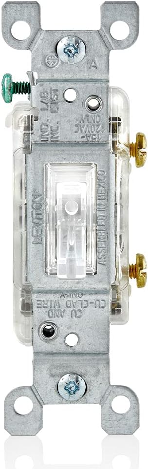 15-Amp Toggle LED Illuminated Single-Pole Switch, L1461-2C, Clear