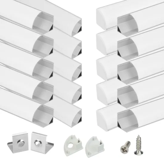 20Pack 3.3FT/1M V Shape LED Channel Silver Aluminum LED Strip Diffuser Channel with Milky White Cover Frosted Corner Lighting Easy Installation V1SW WW 1M