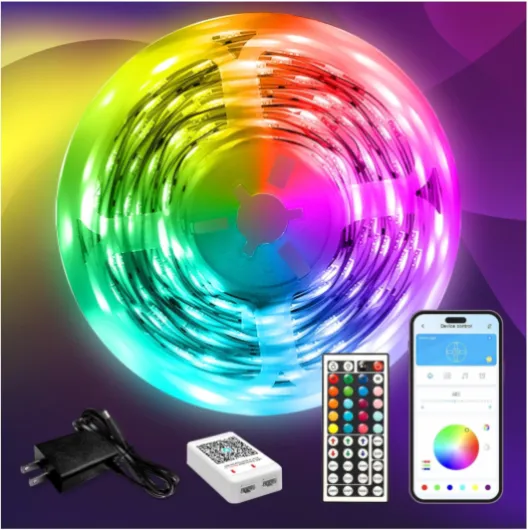 LED Strip Lights 110ft, Smart Lighting Strips with App Remote Control, RGB Music Sync Color Changing Lights for Bedroom Kitchen Party Home Decor(1 Roll)