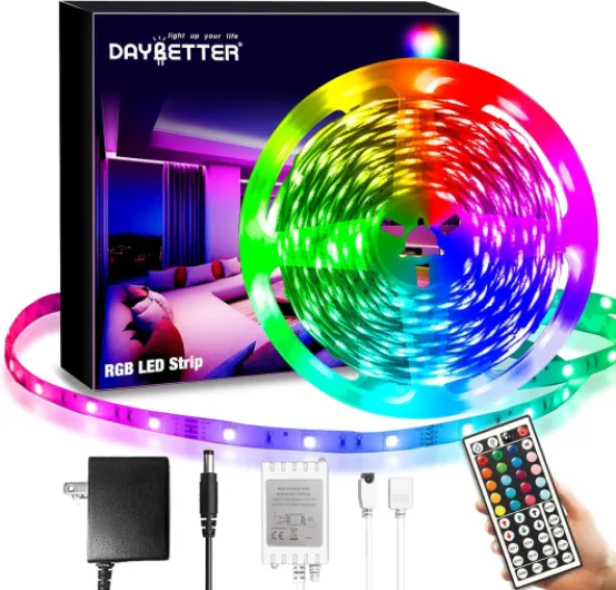 SMD 5050 Remote Control Led Strip Lights 20ft, RGB Color Changing Led Strip with Remote Control for Room, Bedroom, Suitable for Home Decor, Living Room, Kitchen, Home Party Decoration, 24V