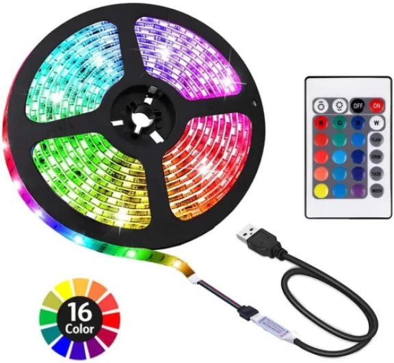 ACONDE 3.28 feet USB LED Strip Lights, DIY Indoor Decoration, TV Backlight, 24 Keys Remote