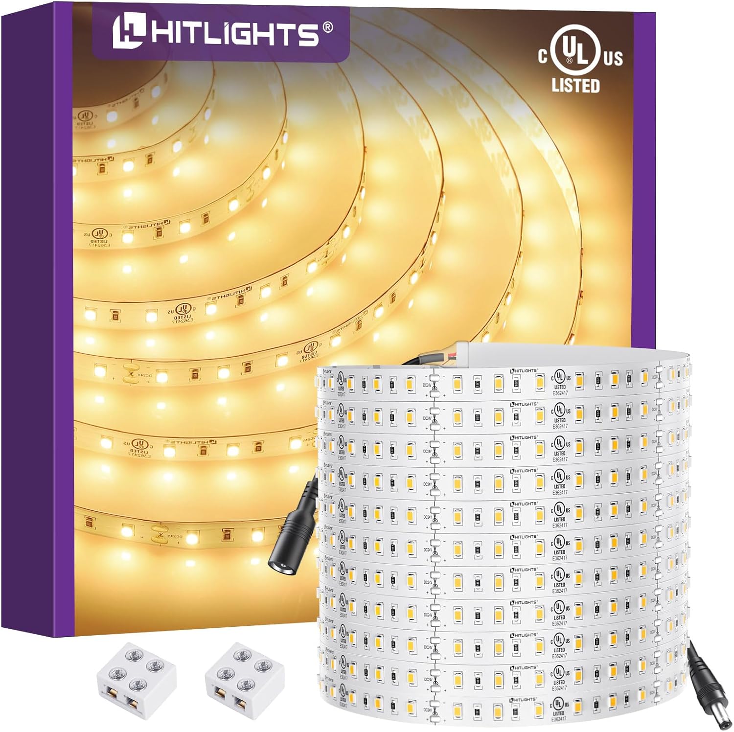 24V LED Strip Lights Warm White 3000K, 26.2ft Cuttable Tape Backed 3oz PCB, UL Listed, 1325 Lumen/m, CRI>95, IP20, Lighting for Bedroom, Kitchen, Under Cabinets (Power Source Not Included) 24V 26.2FT 3000K Indoor Use