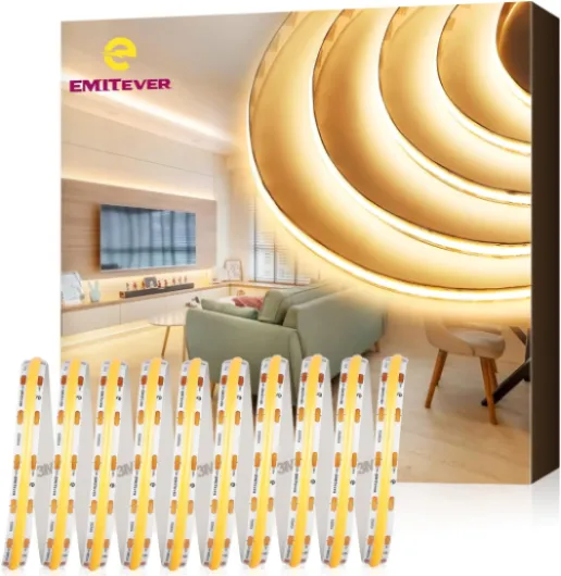 COB LED Strip Lights Warm White 32.8ft, 3000K 24V Dimmable Tape Light Premium High Density, 305LM+/ft, 4800LEDs, Ra 90+, 3W/FT, UL Listed for Cabinets, Shelves(Power Supply Sold Separately) 3000K 32.8FT