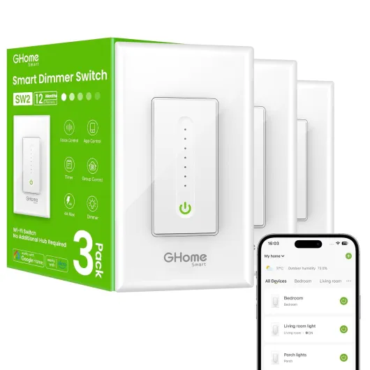 Dimmer Switch, Single Pole, 2.4GHz WiFi Dimmer Light Switch Works with Alexa and Google Home, Voice & APP Remote Control - Timer & Schedule - UL Certified, Neutral Wire Required, 3 PACK Smart Dimmer Switch 3 Pack