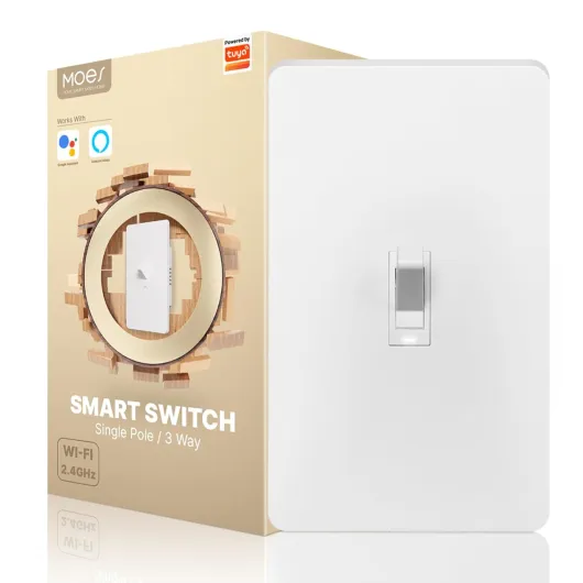 New Generation Smart Toggle Switch, Single Pole & 3 Way Light Switch 2.4G WiFi, ON/Off Style, Neutral Wire Required, Smart Life APP Remote Control, Compatible with Alexa/Google Assistant