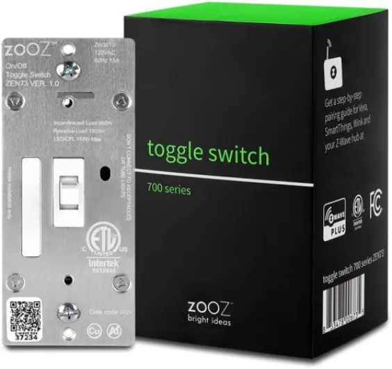 700 Series Z-Wave Plus On/Off Toggle Switch ZEN73, White - Direct 3-Way (No Add-On Switch Needed) - Z-Wave Hub Required 700 Toggle Switch ZEN73