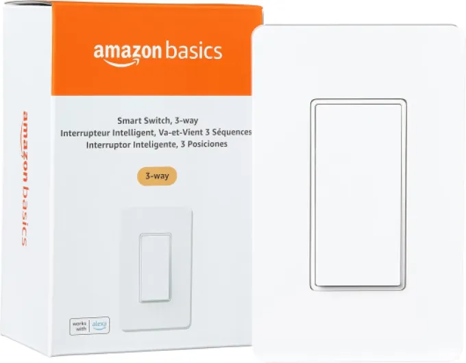 Smart Switch, 3-Way, Works with Alexa Only, 2.4 GHz Wi-Fi, No Hub Required, White