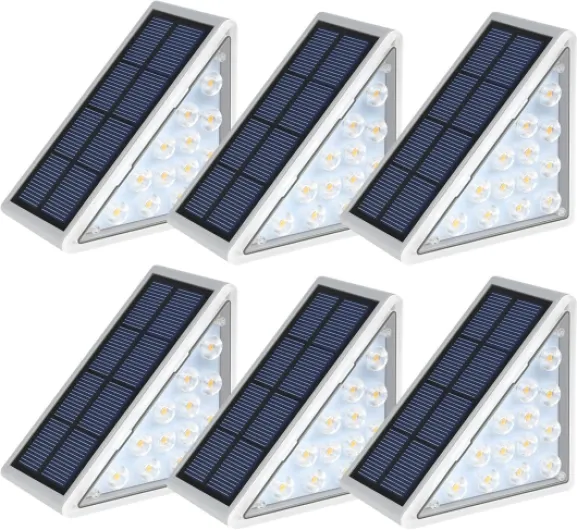LED Solar Step Lights Waterproof Outdoor Stair Lights, Solar Deck Lights Outdoor Decor IP67 Solar Decoration Lights for Yard, Patio, Garden, Walkways, Front Door, Pathway, Driveway, Porch 6 Pack Warm White 6 Pack