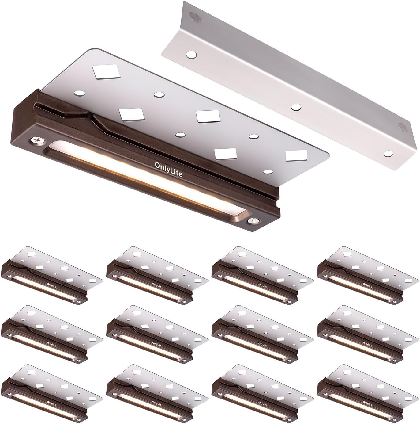 7 Inch Retaining Wall Lights, 3.5W LED Hardscape Lighting Low Voltage Step Light, Updated IP67 Sealed 12V-24V Landscape Paver Lights, 2700K Warm White Landscape Deck Light, 12Pack with IP65 Connectors Soft White (2700K) 12-Pack