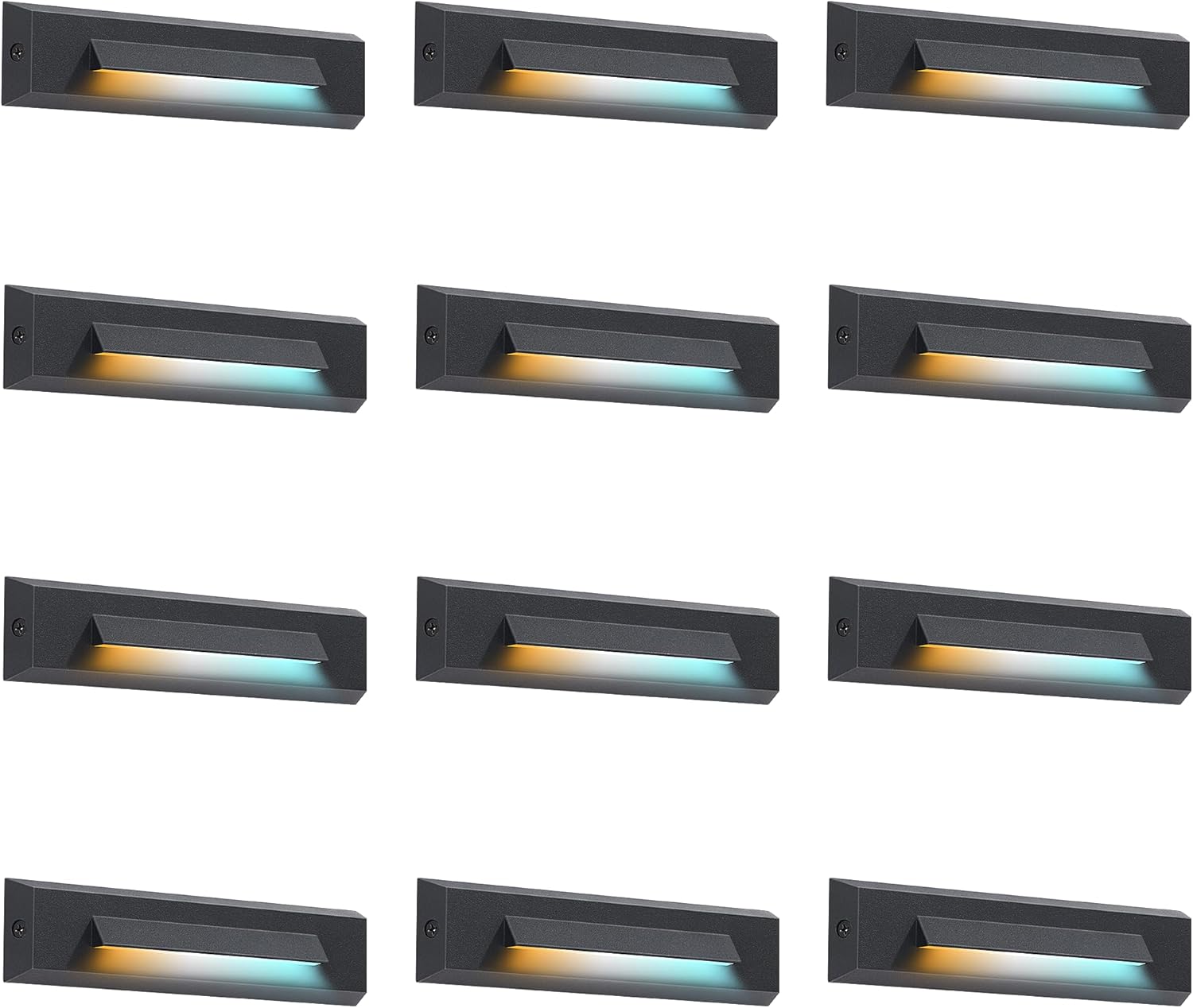[12 Pack] 3 Color Low Voltage 12-24V LED Step Lights Outdoor,2.5W Landscape Cutoff Stair Riser Light,Deck Step Lights Exterior Accent Lighting Fixtures,Wet Location,Black Black - 12 Pack