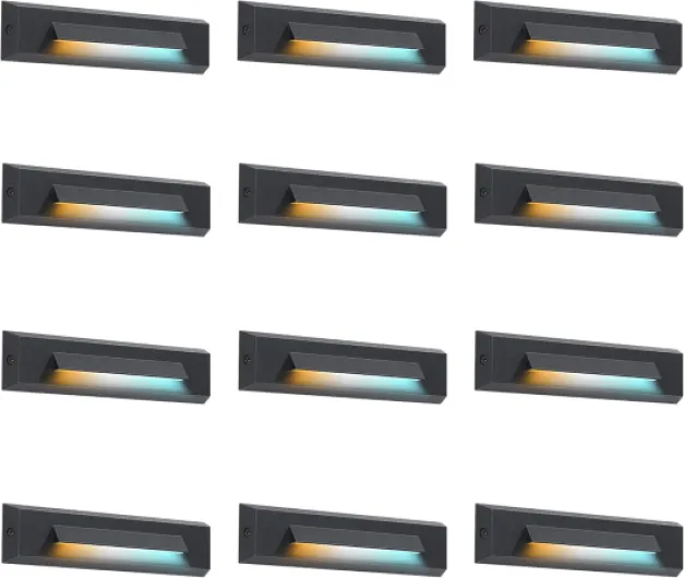 [12 Pack] 3 Color Low Voltage 12-24V LED Step Lights Outdoor,2.5W Landscape Cutoff Stair Riser Light,Deck Step Lights Exterior Accent Lighting Fixtures,Wet Location,Black Black - 12 Pack