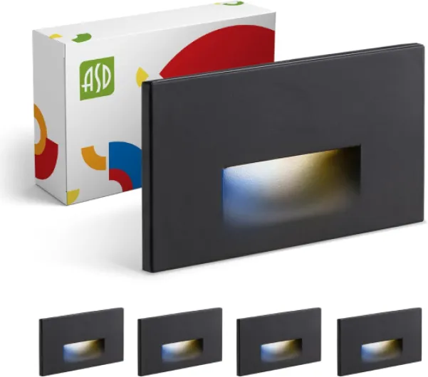 LED Recessed Step Light Fixture, Outdoor & Indoor Stair Tread Lighting - 3CCT, Dimmable, Waterproof, ETL Listed - 3W 120LM 3000K-5000K 120V - Staircase Hardwired Illumination - Black, 4 Pack Black Dimmable (4pk)