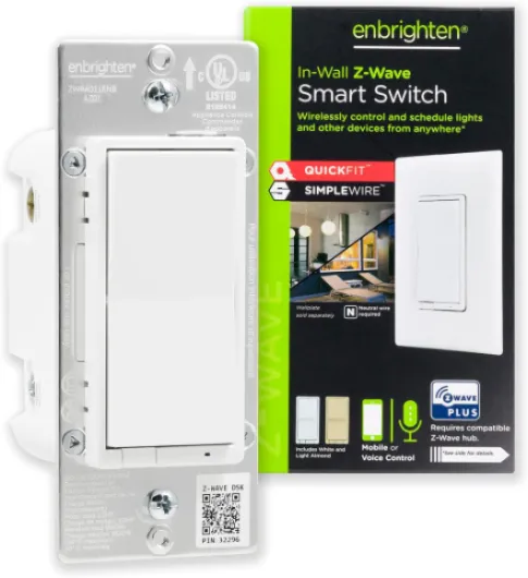 Z-Wave In-Wall Smart Light Switch with QuickFit and SimpleWire, Works with Google Assistant, Alexa, & SmartThings, Z-Wave Hub Required, Smart Home, 700 Series, 58433 Switch 700 Series