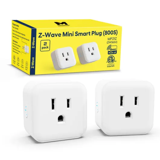 Z-Wave Outlet Mini Plug-in Socket, Z-Wave Hub Required, 800 Series Zwave Plug Built-in Repeater/Range Extender, Work with SmartThings, Wink, Alexa, Google Assistant, FCC Listed (MP21Z)