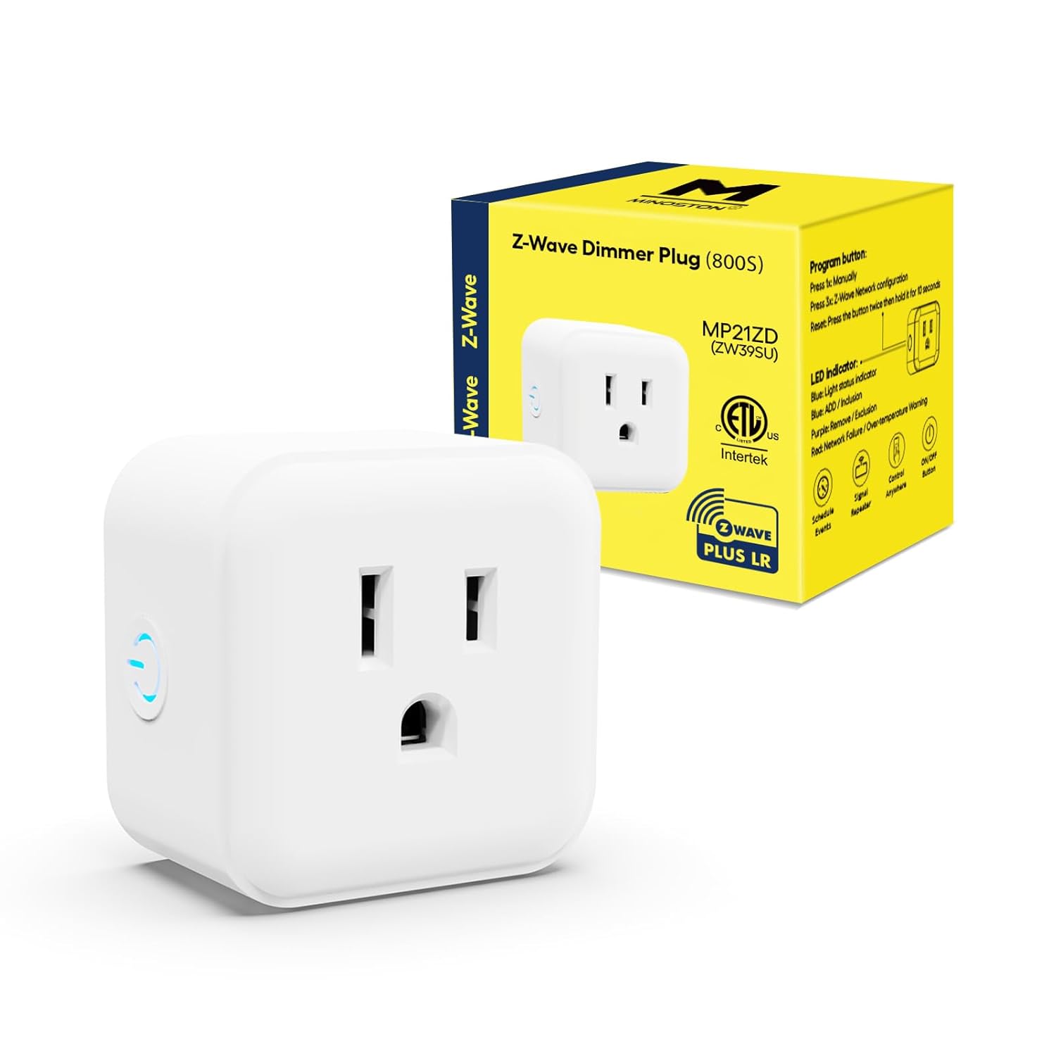 Z-Wave Outlet Dimmer, 800 Series Z-Wave Smart Plug, Z-Wave Hub Required, Alexa and Google Assistant Compatible, 200W (MP21ZD) LR Dimmer Plug