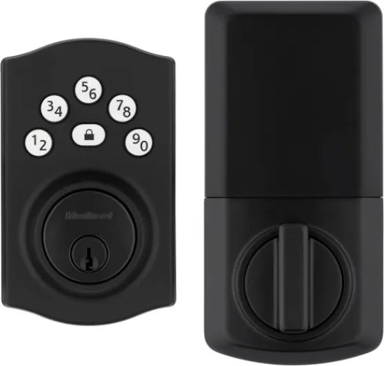Powerbolt 240 5-Button Keypad Matte Black Traditional Electronic Deadbolt Door Lock, Featuring Convenient Keyless Entry, Customizable User Codes and Auto-Locking Traditional Matte Black