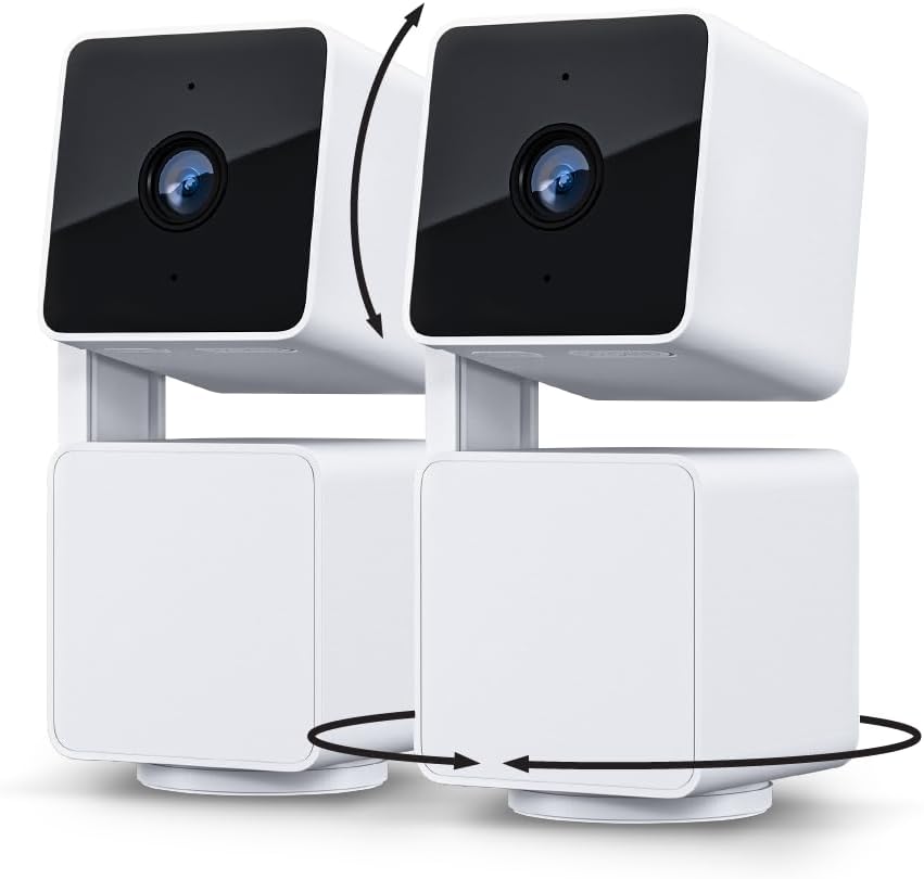 Cam Pan v3 Indoor/Outdoor IP65-Rated 1080p Pan/Tilt/Zoom Wi-Fi Smart Home Security Camera with Color Night Vision, 2-Way Audio, Compatible with Alexa & Google Assistant, White, 2-Pack White 2-Pack