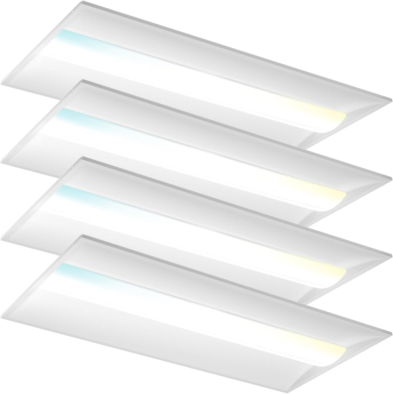 2x4 LED Troffer Center Basket Panel Light,72/60/50/40/30W-Up to 10800Lumens,5 Color Options 3000K-6500K,0-10V Dimmable Drop Ceiling Lights,Damp Rated,120-277V, DLC Premium (4 Pack) 2X4 4Pack