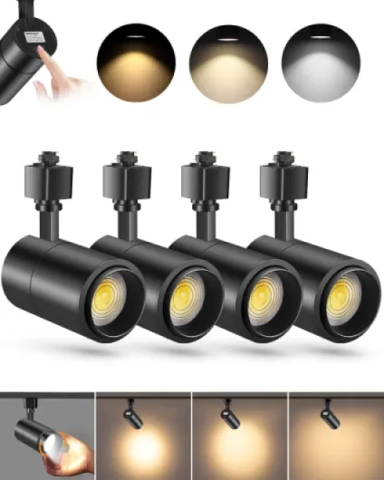 3-Color Zoomable 20W LED Track Lighting Heads H Type Track Light Heads Dimmable Bright Ceiling Spotlight Fixtures for Kitchen, 3000K 4000K 5000K Adjustable, CRI90+ 15°-60° 2000lm Black 4 Pack Black 20 Watts
