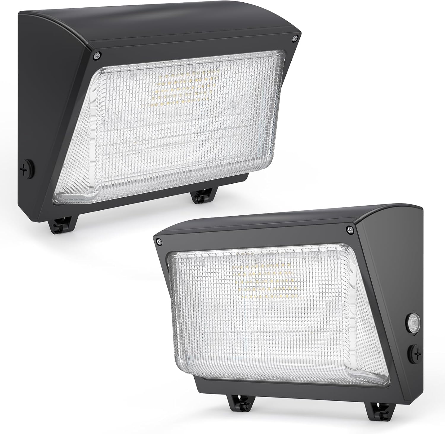 LED Wall Pack Light: 120W 18000lm LED Security Flood Lighting with Dusk to Dawn Photocell - Glass Lens Outdoor LED Wall Lights 2Pakcs for Yard ETL Listed 120W-2Packs
