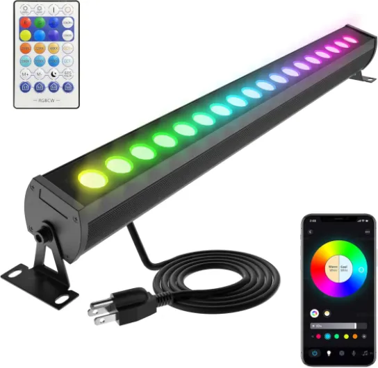 5 * 18W Smart Wall Washer Light, 20 Inch Bluetooth Multi-mountLED Linear Pendant Light Versatility Hanging Fixtures, RGBCW Dimmable Chandelier for Wall Washing, Adjustable Heigh 20" RGBCW 5*18W