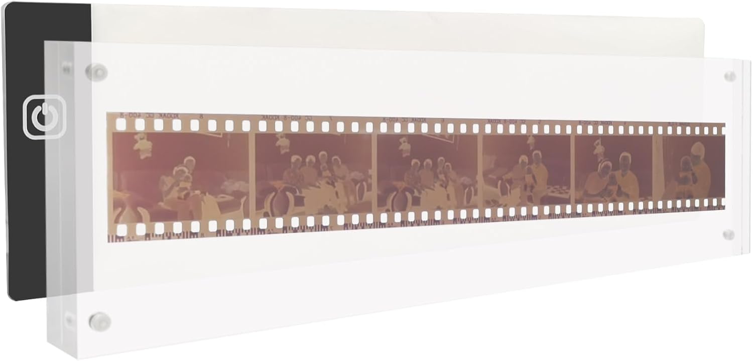 ® 12.25 X 3.5" Clear Acrylic Sign Holder Picture Frame Film Strip Display Name Tag Placement, with Lighted LED Backlit Panel, 0.54" Thick 18610+18612-NF