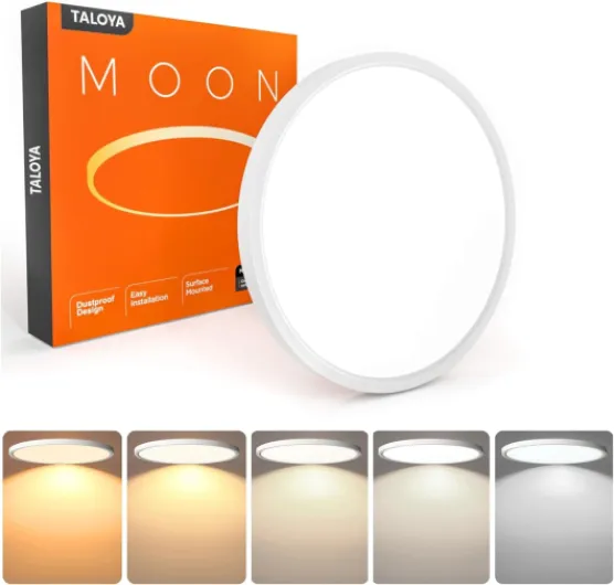 Flush Mount 12 Inch Ceiling Light (Milk White Shell), 20W Surface Mount LED Light Fixture for Bedroom Kitchen,5 Color Temperatures in One,0.94 Inch Thickness Round White(5CCT) 12Inch-1 Pack