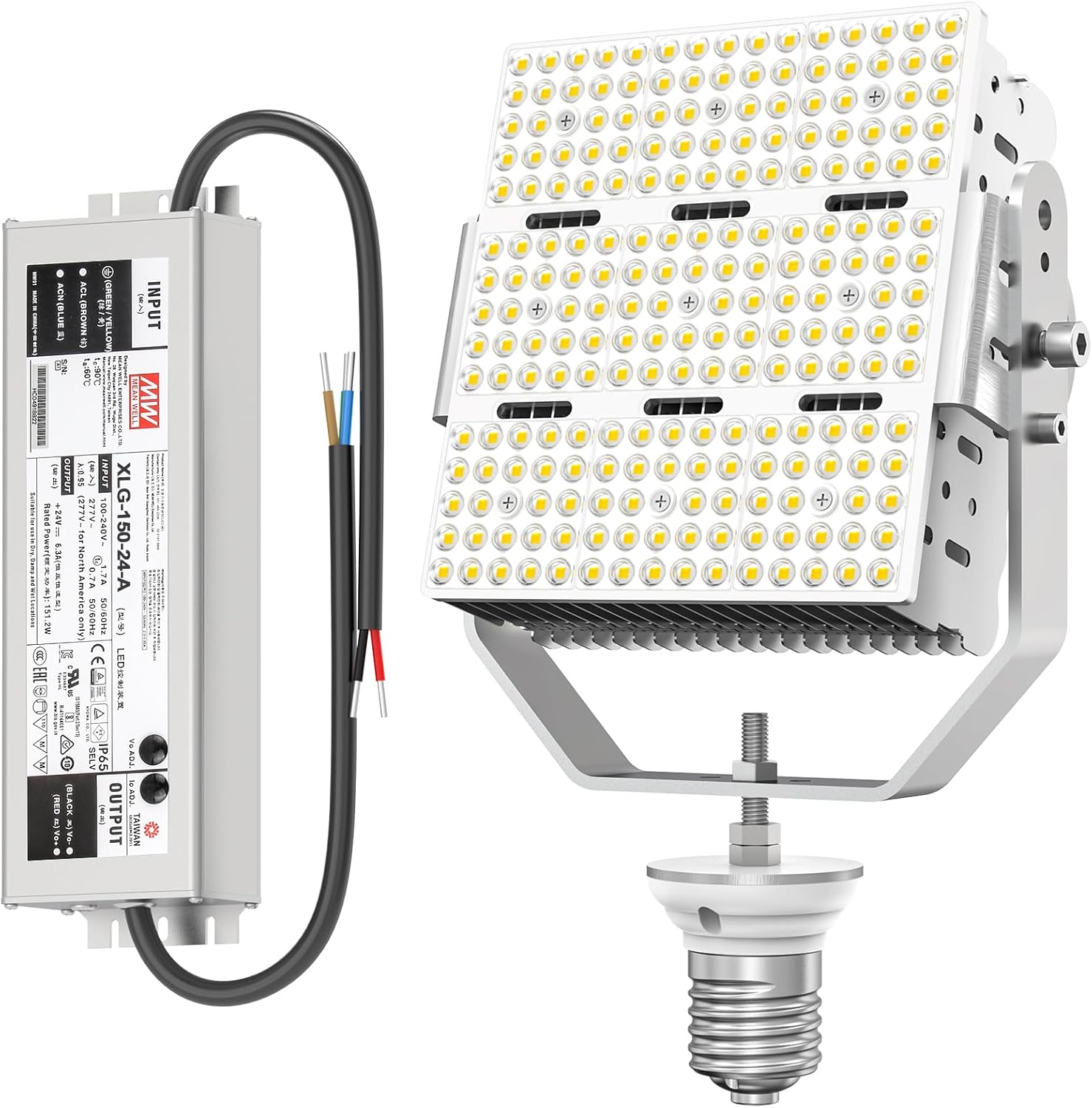 150W Shoebox LED Retrofit Kits 21750LM ETL DLC Listed Industrial Grade 5000K LED Retrofit Lights with E39 Mogul Base for Parking Lot Tennis Court 110V 120V Ac100-277v 150W-1Pack
