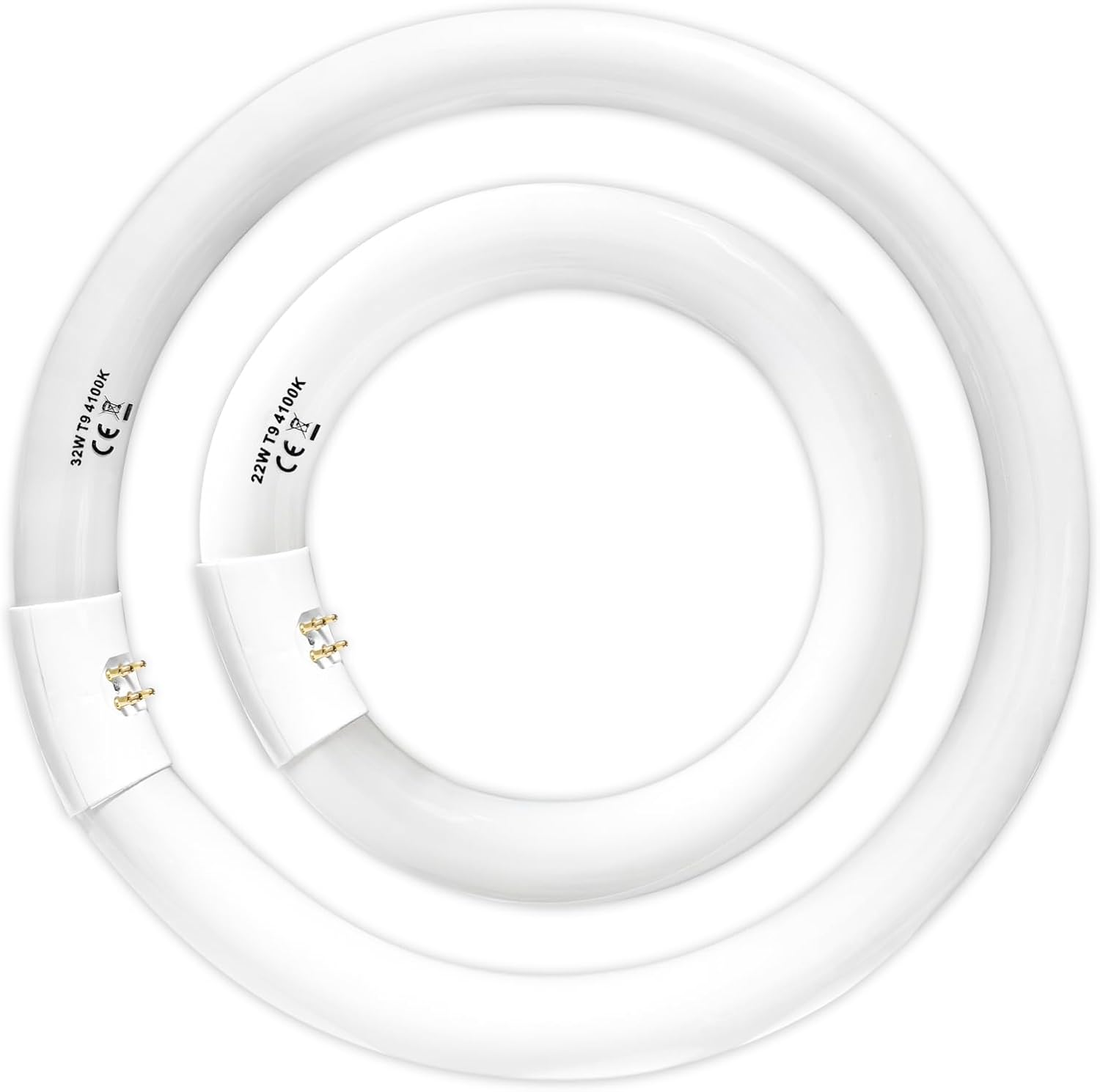 FC8T9/CW 22W and FC12T9/CW 32W Cool White Set, 8 inch T9 22 Watts Circular Light Bulbs, 12 inch 32 Watts Circline Fluorescent Bulb Round Ring Bulb CRI 80, G10q Prong T9 22+32W 4000K