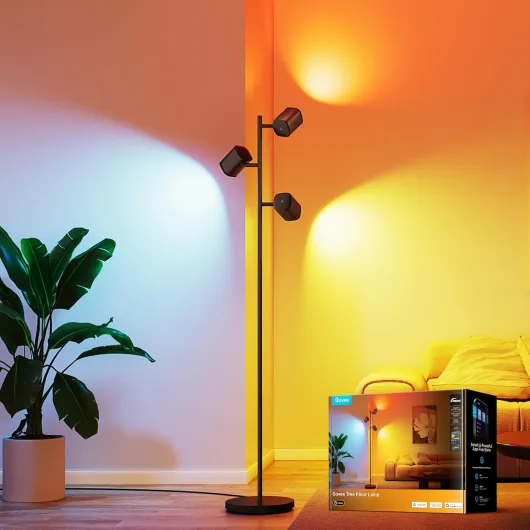 Tree Floor Lamp Compatible with Matter, 3 Rotatable Lights with LuminBlend Technology, Standing Lamp with 64 Dynamic Scenes, Music Sync, Ideal Floor Lamp for Living Room, Bedroom, Office