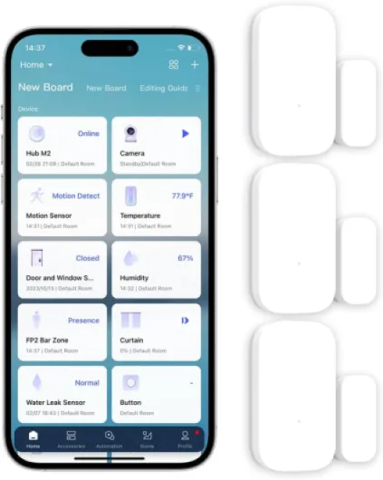 Zigbee Door and Window Sensor 3 Pack, Wireless Mini Contact Sensor, Home Automation, Requires Aqara Hub, Zigbee Connection, Kid Safety, Compatible with Apple HomeKit, Alexa, Works with IFTTT