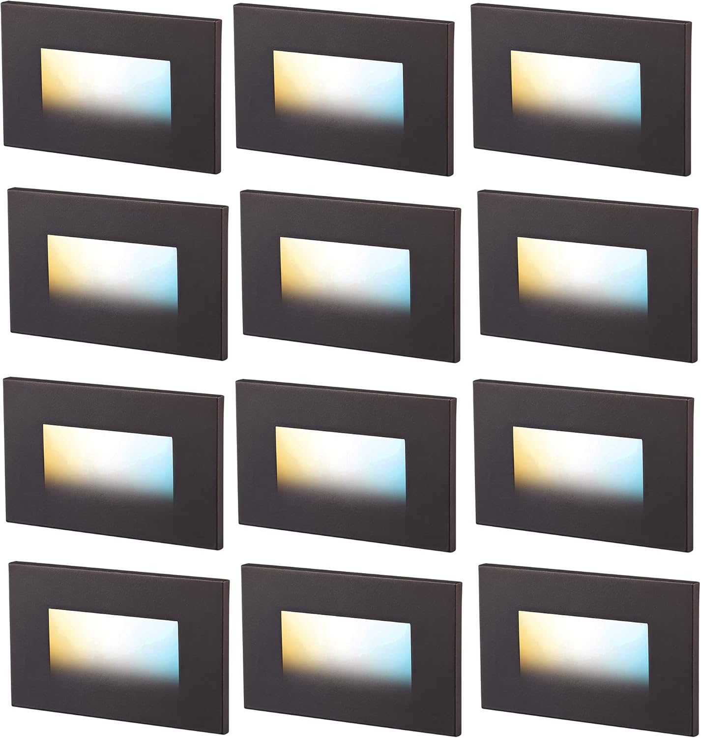 3 Color 120V Dimmable LED Indoor Outdoor Step Light,3000K/4000K/5000K 3W 55lm Stair Light,Oil Rubbed Bronze,12 Pack Oil Rubbed Bronze - 3CCT