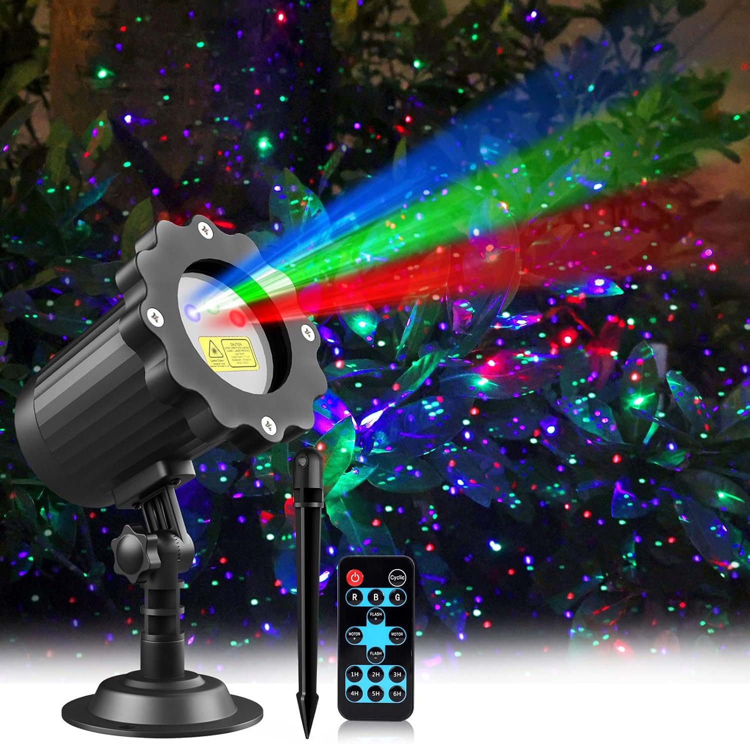 Laser Projector Firefly Lights Outdoor,12 Effect Moving RGB Lights Show Waterproof Laser Projection with RF Remote and Timer for Wedding Christmas Holiday Party Patio Garden Landscape Decor Black