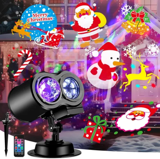 Brighter Christmas Decorations Projector Lights Outdoor, 2025 Upgraded Holiday Projectors with 19 HD Replaceable Slides (Ocean Wave & Patterns), Weatherproof Halloween Christmas Projector Light Show 4 Patterns