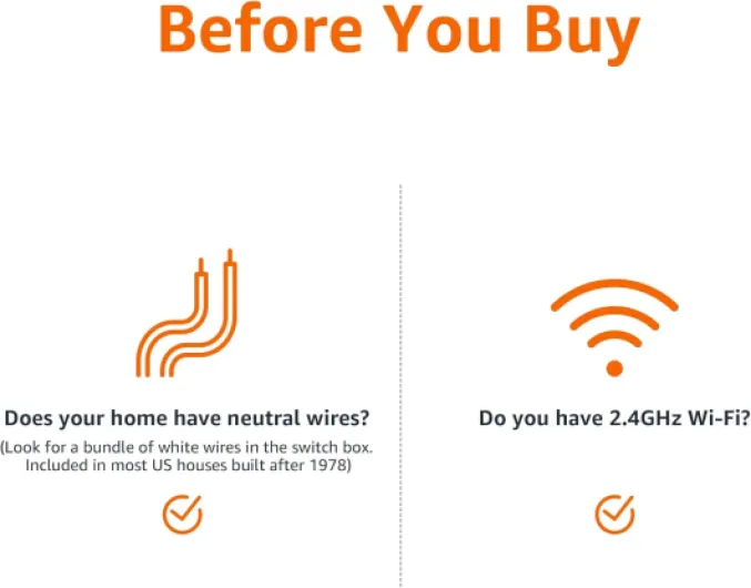 Smart Switch, Single Pole, Works with Alexa Only, 2.4 GHz Wi-Fi, No Hub Required, White