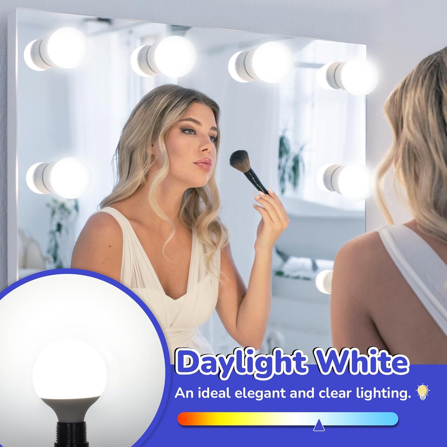 G25 LED Globe Light Bulb 60W Equivalent, Daylight White 5000K E26 Vanity Light Bulbs for Bathroom Makeup Mirror, Round Bulb Non-Dimmable 8-Pack 8 Daylight White